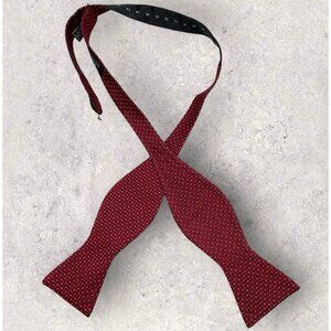 NORDSTROM Silk Self Bow Tie Burgundy Geometric Geometric W:2.5" EUC